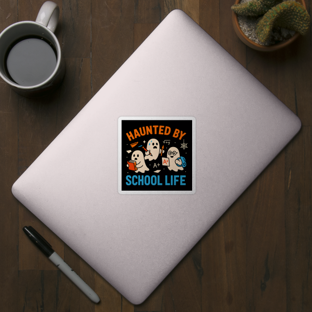 Haunted by School Life Funny Ghost Student Halloween by MakerMind8.2